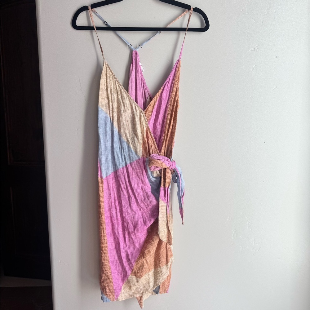 O’Neill boho wrap sundress tie waist beach vacay surf brand colorblock maxi XL - Picture 2 of 7